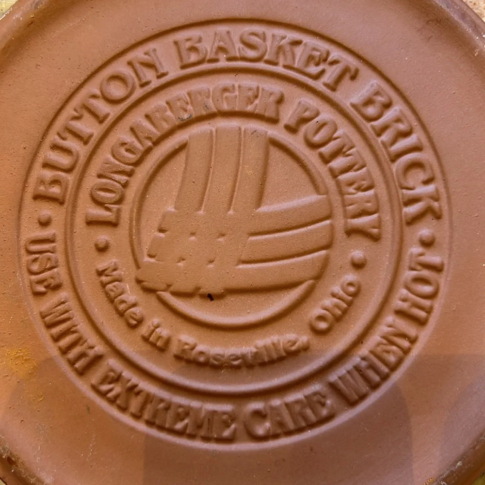 Longaberger Pottery Button Basket Brick for keeping your bread warm! NWOT